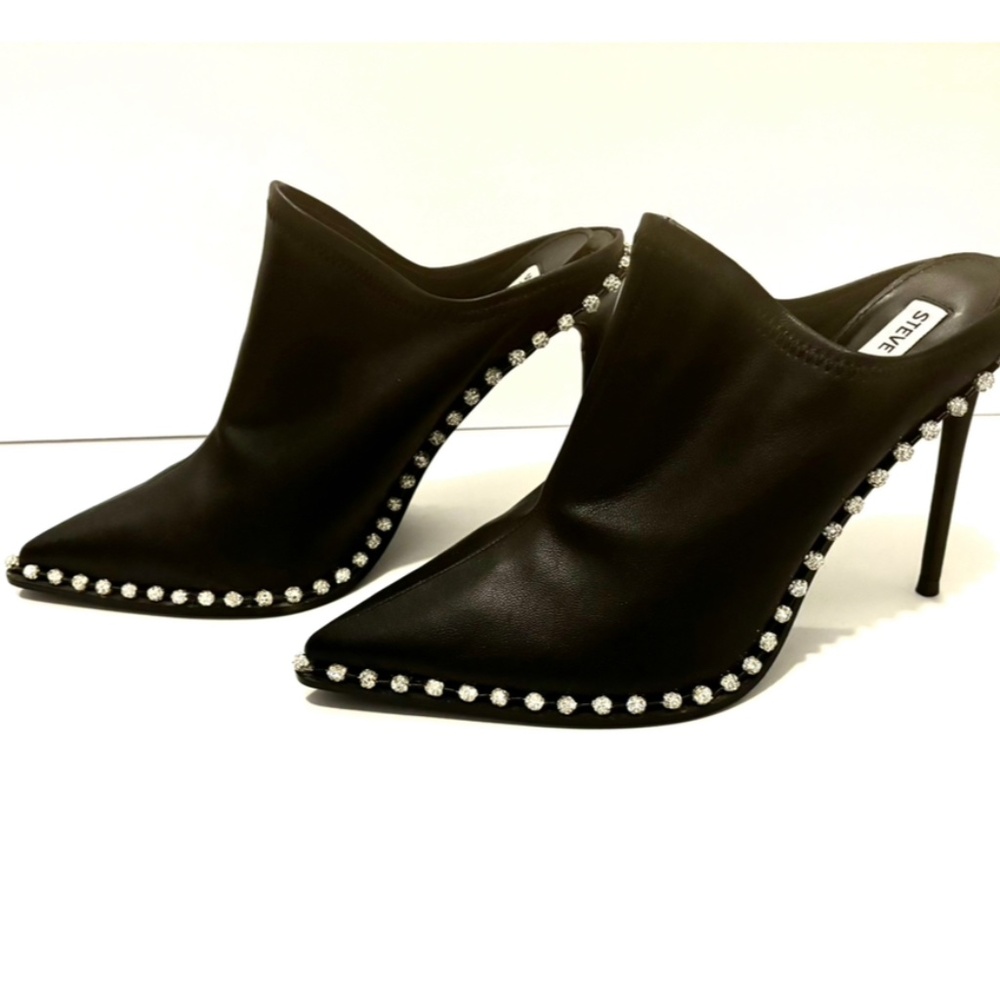 Black and Crystal, Faux Leather High Heels, Steve Madden, Size 9